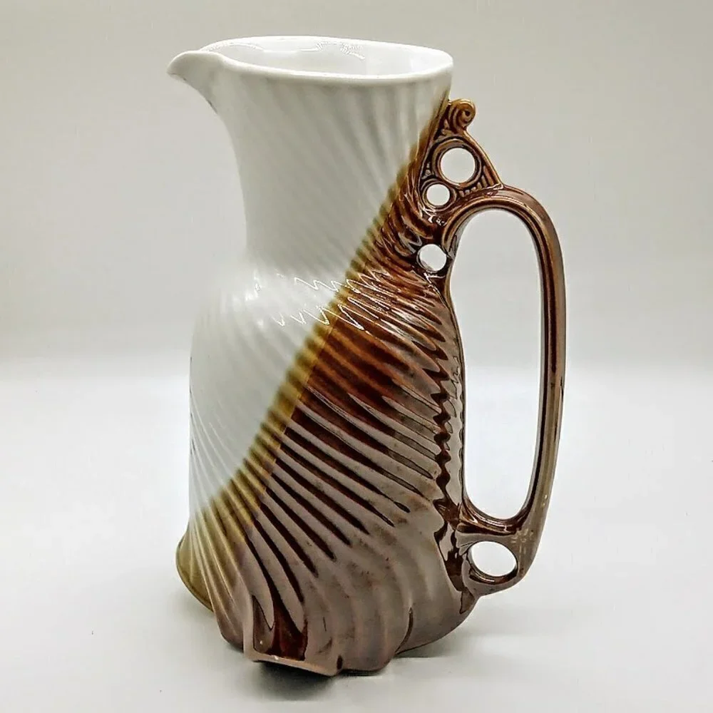 Vintage Fena Porzellan West Germany Ribbed Ceramic Pitcher